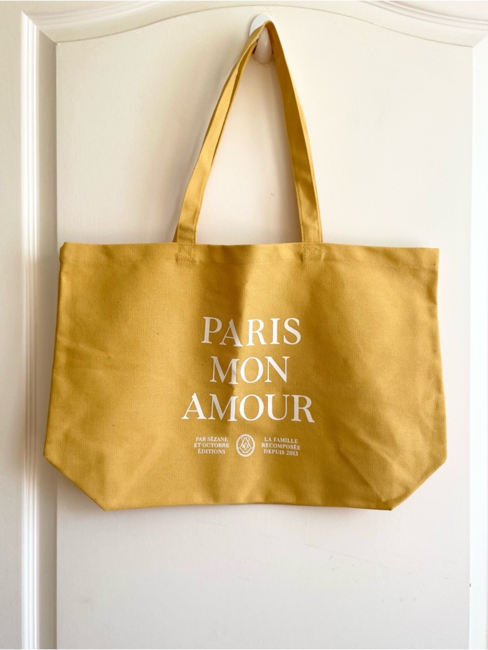 Sezane Paris Mon Amour Yellow Canvas Shoppers Tote